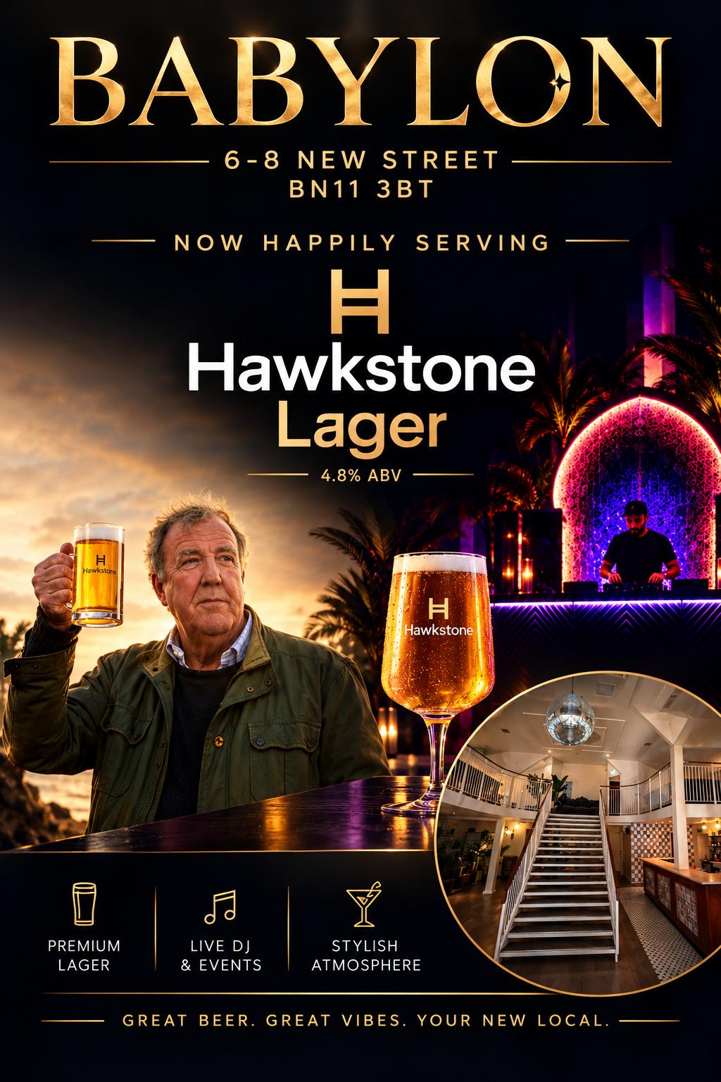 Hawkstone Lager at Babylon Worthing